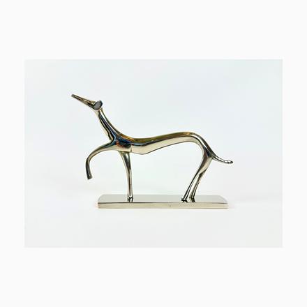 Art Deco White Brass Greyhound Figurine by Laszlo Hoenig, 1930s For Sale - Image 18 of 18