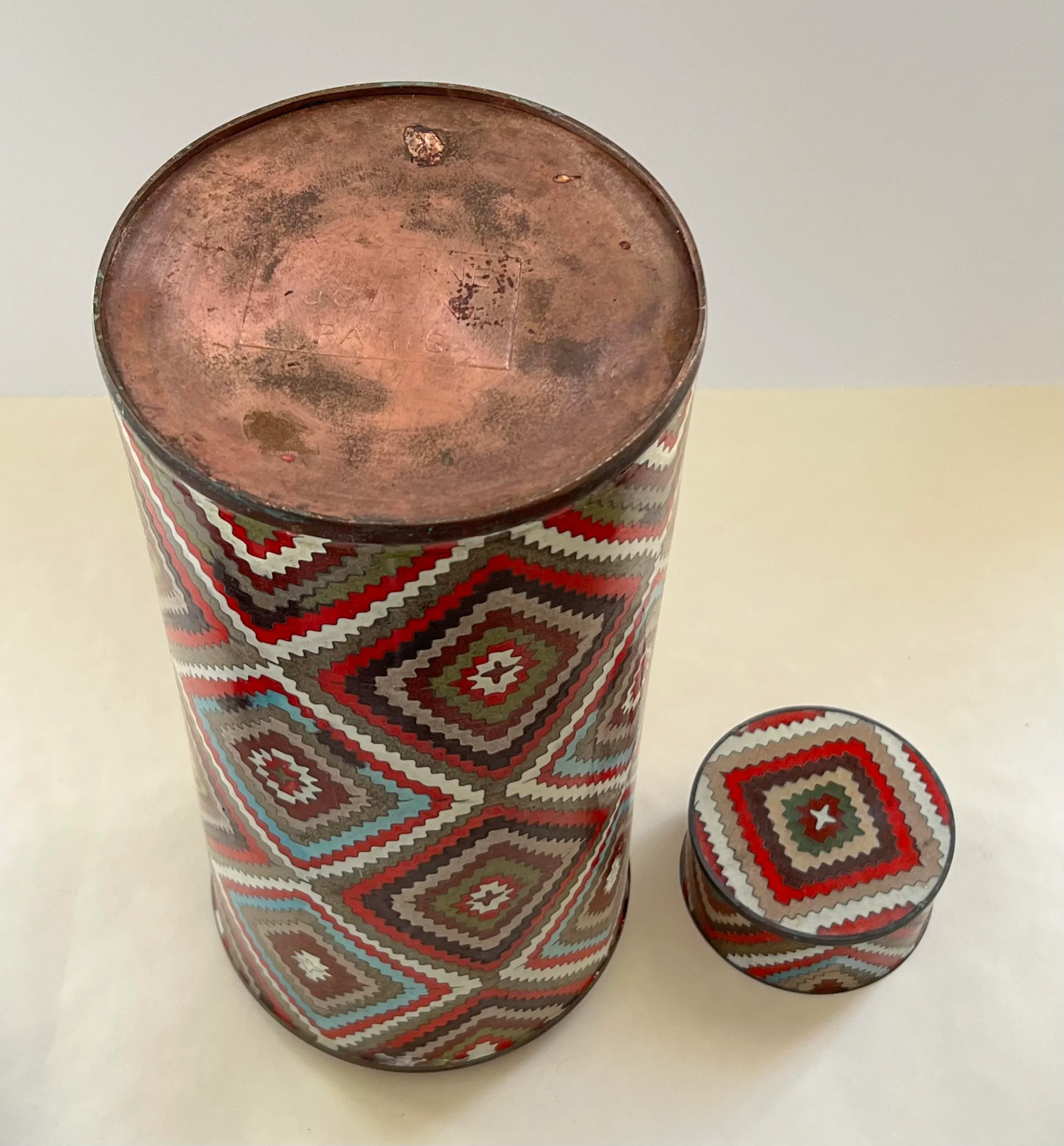 Fabienne Jouvin Paris Enamel Copper Cloisonne Large Tea Canister