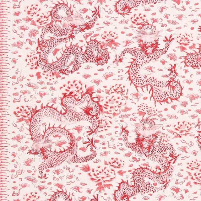 2020s Schumacher X Mary McDonald Empress Dragon Fabric in Rose For Sale - Image 5 of 5