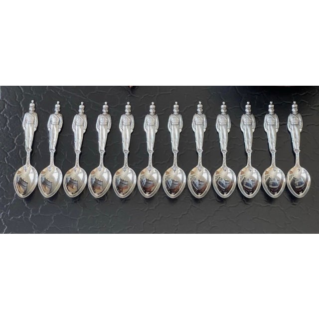 Antique Sterling Silver Figural Tea Spoons, Set of 12, West Point Cadet Soldier Motif, 19th/20th C. For Sale - Image 4 of 18
