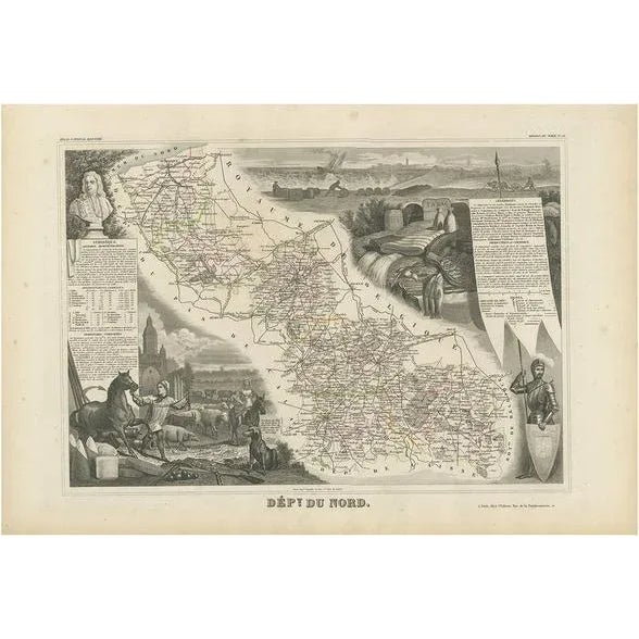 Mid 19th Century Antique Map of Northern France by V. Levasseur, 1854 For Sale - Image 5 of 5