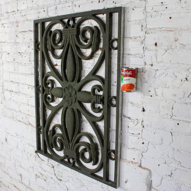 Late 20th Century Gothic Revival Style Architectural Cast Aluminum Decorative Window Panel or Scroll Grate Wall Hanging For Sale - Image 18 of 18