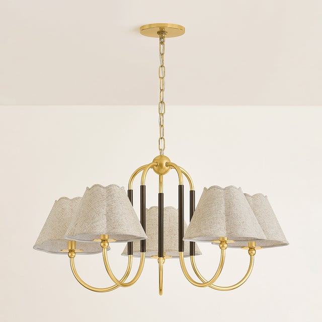 Mitzi Janie 33 in. 5 Light Chandelier in Aged Brass and True Bronze Finish For Sale In New York - Image 6 of 9