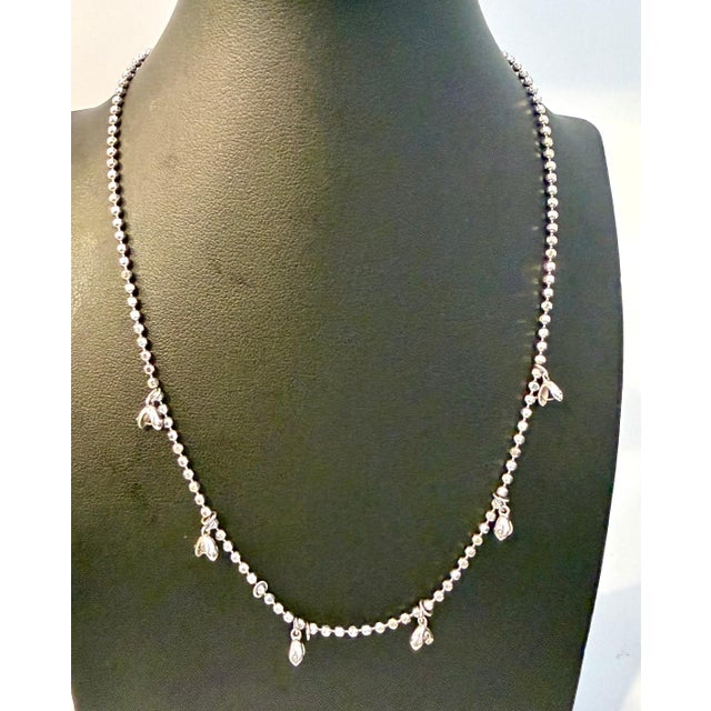 Metal 13.5 Gm 18 Karat White Gold 6 Hanging Station Chain by Designer Aspery For Sale - Image 7 of 8