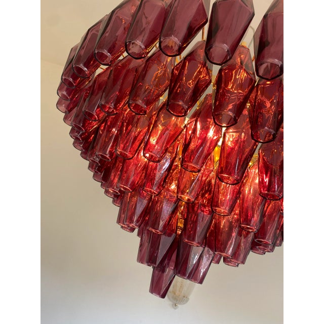Violet Contemporary Violet Poliedri Murano Glass Chandelier in Venini Style For Sale - Image 8 of 9