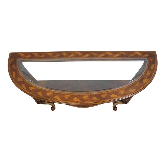 American Drew Bob Mackie Home Classics Traditional Style 60" Demilune Accent Sofa Table W. Glass Top 583-927 For Sale - Image 4 of 9