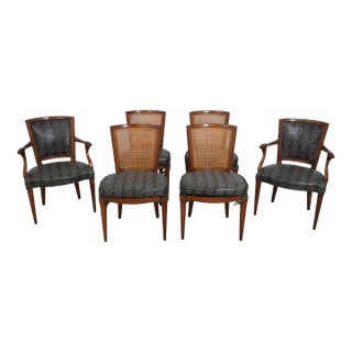 Set of 6 Baker Neoclassical Cane Seat Dining Chairs For Sale