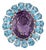 Celestial Amethyst Blue Topaz & Orange Sapphire Sterling Silver Cocktail Ring Size 7.5 For Sale