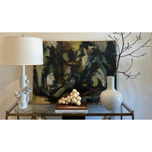 Brown Mid-20th Century Abstract Expressionist Female Nude Oil Painting on Canvas For Sale - Image 8 of 15