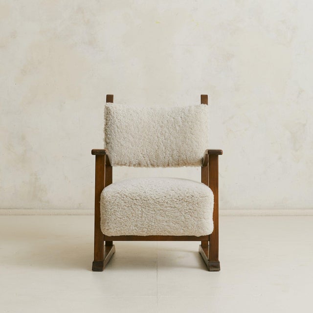 Danish Oak Armchair with Lambskin Upholstery, 1940s - 2 Available For Sale - Image 14 of 18