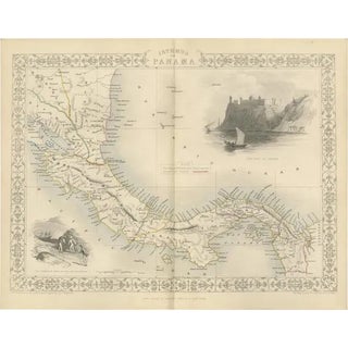 Map of the Isthmus of Panama from John Tallis & Company, 1851 For Sale
