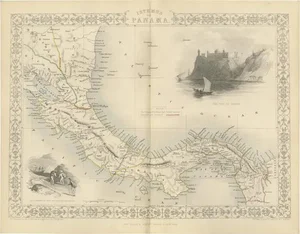 Map of the Isthmus of Panama from John Tallis & Company, 1851