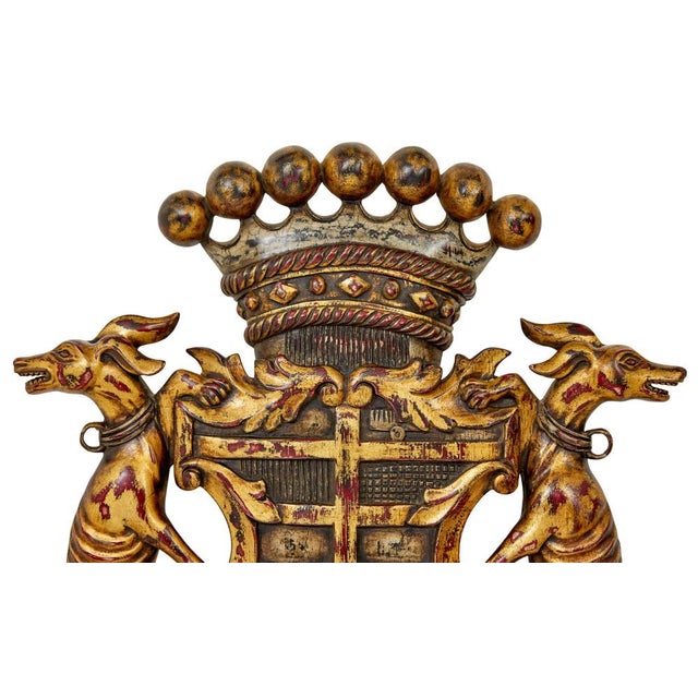 Decorative Greyhound Hand Carved Heraldic Coat of Arms For Sale - Image 4 of 6