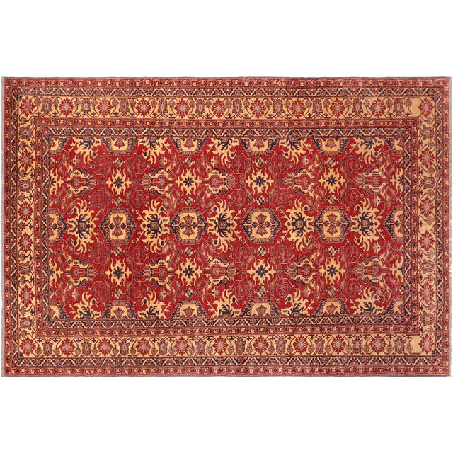 Rustic Super Kazak Red/Gold Wool Rug - 9'9'' X 13'3'' For Sale - Image 9 of 10