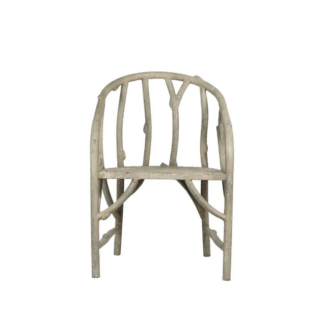 Matthew Izzo Home Faux Bois Metal Indoor Outdoor Garden Chair For Sale - Image 4 of 6