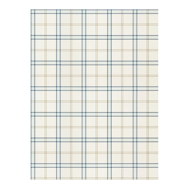 The House of Scalamandré Ezra Plaid Wallpaper, Sky And Sea For Sale