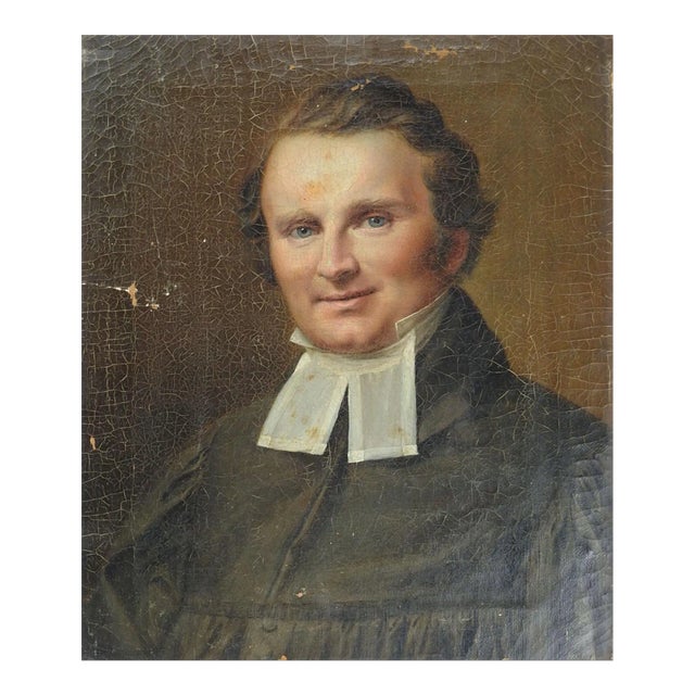 Mid 19th Century Portait Painting of Clergyman For Sale