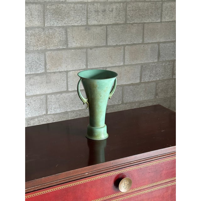 A large bronze vase produced by Ystad Bronze in Sweden circa 1940s. Vase is engraved on one side. Beautiful color and...