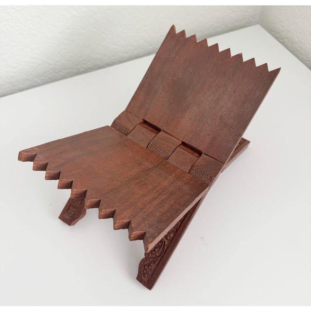 Traditional Vintage Middle Eastern Style Carved Wood Bookstand For Sale - Image 3 of 8