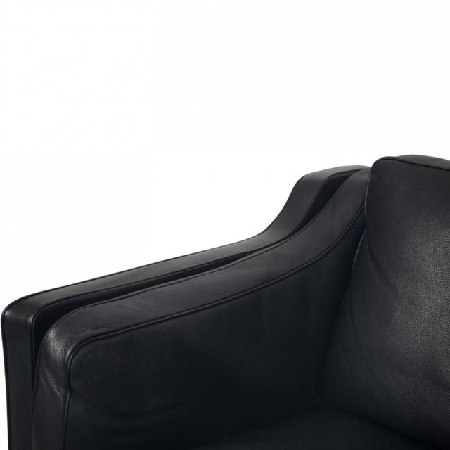 Vintage 2212 Two-Seater Sofa in Black Leather by Børge Mogensen, 1980s For Sale - Image 3 of 18