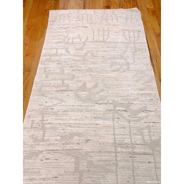 Beautiful Cream Modern Moroccan Style Runner Rug, Country /Origin: Afghanistan, Rug Date: New / Modern – This gorgeous...