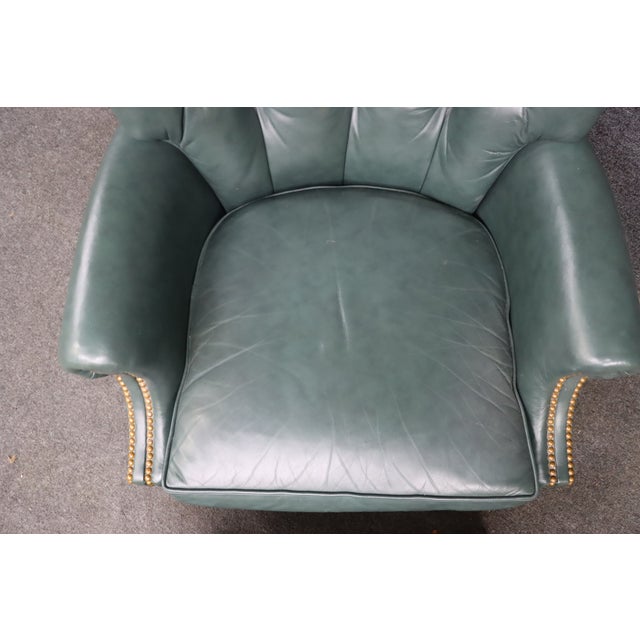 English Hancock & Moore Tufted Leather Chair and Ottoman For Sale - Image 3 of 18