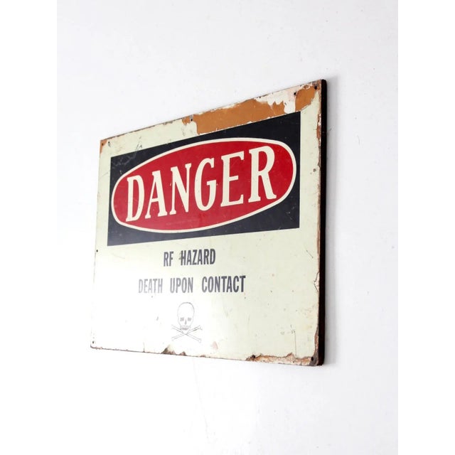Rustic Vintage Metal Danger Sign For Sale - Image 3 of 9