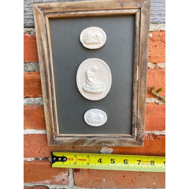 Italian Plaster Intaglios in 1880s Pine Frame For Sale - Image 4 of 6