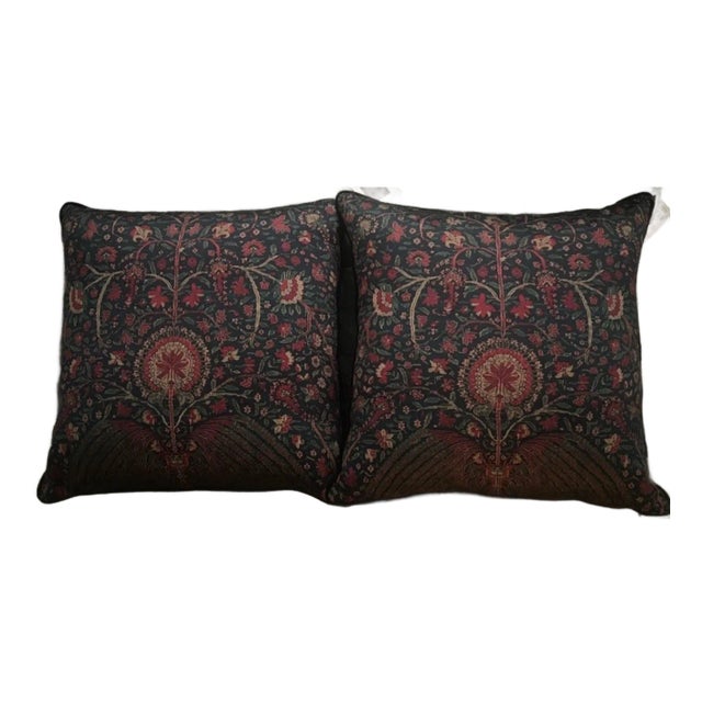 Silk Kashmir Floral Textile Pillows by the Met Museum- a Pair For Sale
