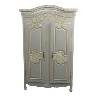 French Style Paint Decorated 2-Door Wardrobe For Sale