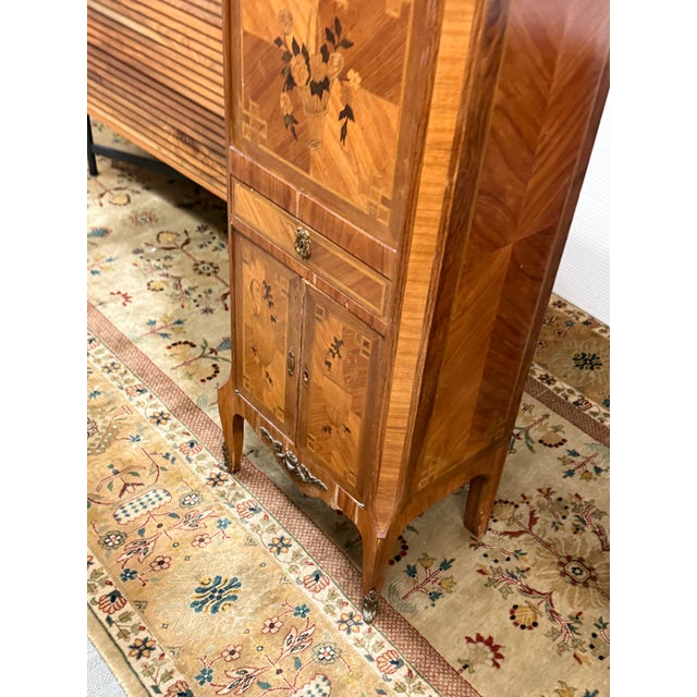 Louis XVI Style Escritoire With Marquetry + Marble, 19th Century For Sale - Image 11 of 12