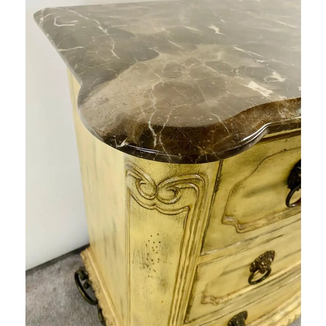 French Empire Style Commode or Dresser With Marble Top & Bronze Lion Head Pulls For Sale - Image 11 of 13