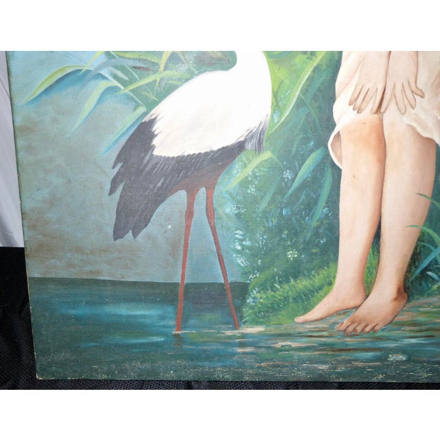 Vintage G. Kraft Oil Painting of a Woman With a Bird - Titled “Fantasy” For Sale In New York - Image 6 of 13
