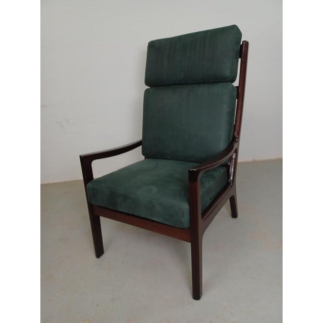 1960s fully restored Ole Wanscher mahogany lounge chair including reupholstery Elegant shaped Danish Ole Wanscher...