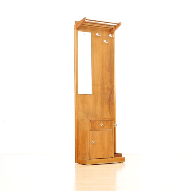 Brown Mid Century Coat Rack Entryway Stand and Mirror For Sale - Image 8 of 12