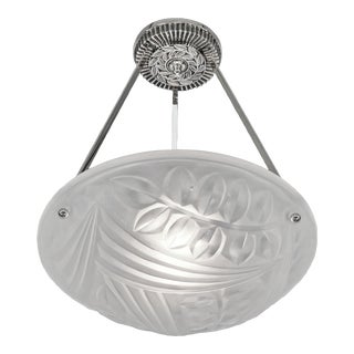 French Art Deco Pendant Chandelier by Degué 1930s France - Two Available For Sale