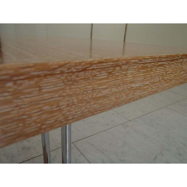 Small Rectangular Salon Side Table in Limed Oak with Chrome-Plated Steel, 1930s, in Very Good conditions. Designed 1920 to...