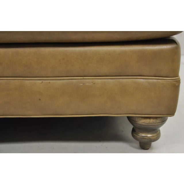 Brown Ethan Allen Oxford Leather Brown Recliner Club Lounge Chair and Ottoman For Sale - Image 8 of 12