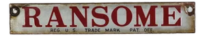 Vintage Mid 20th Century Porcelain Sign of a "Ransome" Company in Bright Red
