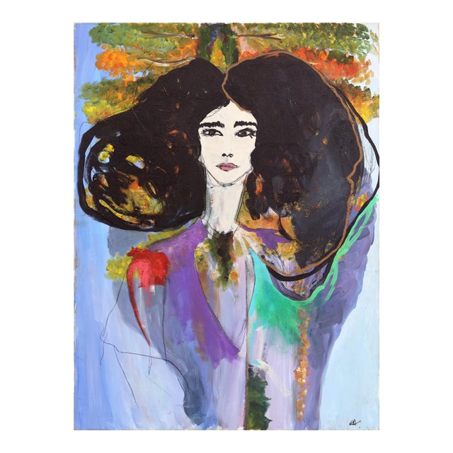 Exploration - Original Figurative Abstract Feminine Portrait Painting on Canvas Artwork by Erin Hammond For Sale