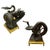 A coordinated pair of unusual cast bronze Chinese Dragon sculptural side tables. Each piece is electrified with a small...