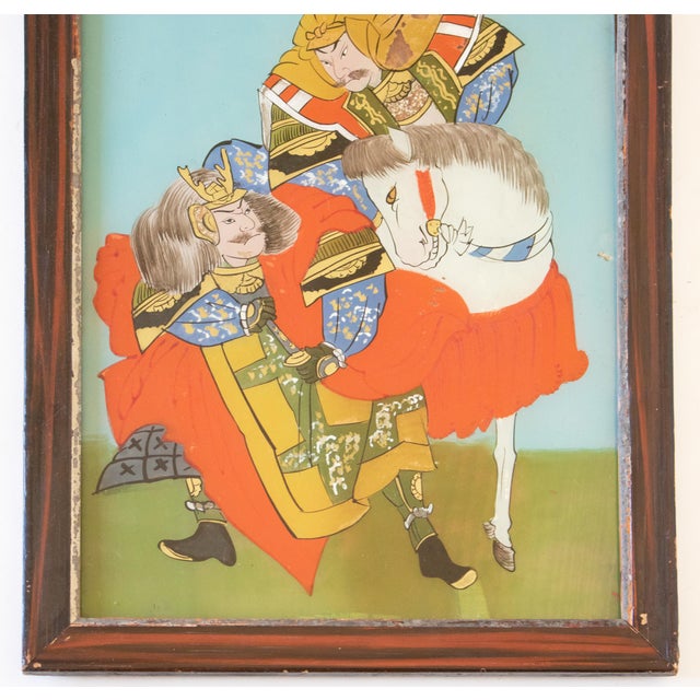 Early 20th Century Late Meiji to Tisho Era Antique Japanese Reverse Glass Painting For Sale - Image 5 of 18