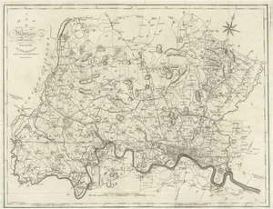 Large Antique County Map of Middlesex, England, 1805