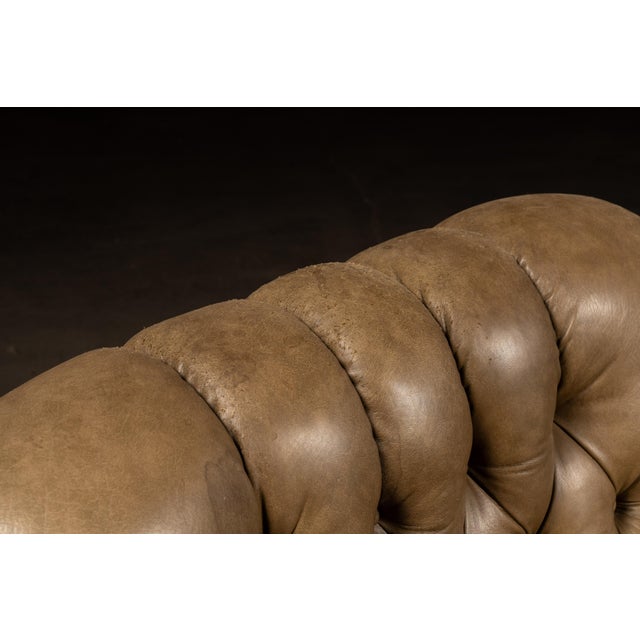 Animal Skin Vintage Tufted Sleepy Hollow Armchair in Beige For Sale - Image 7 of 13