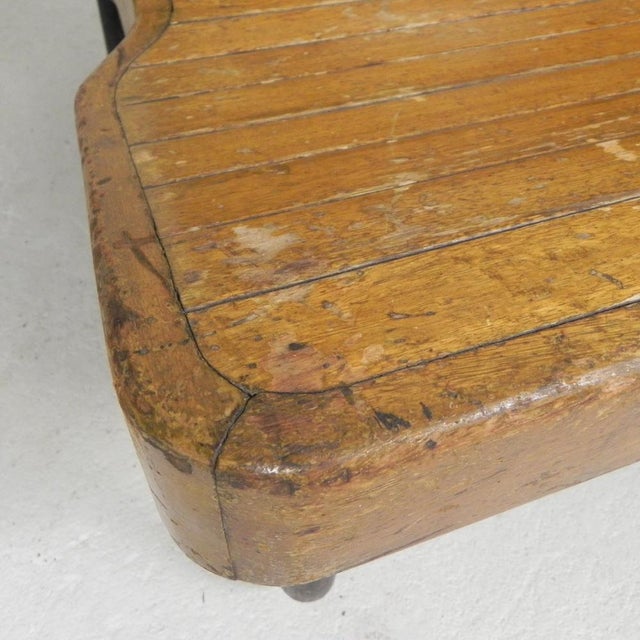 Double-Sided Teak Train Bench, 1930s For Sale - Image 17 of 18