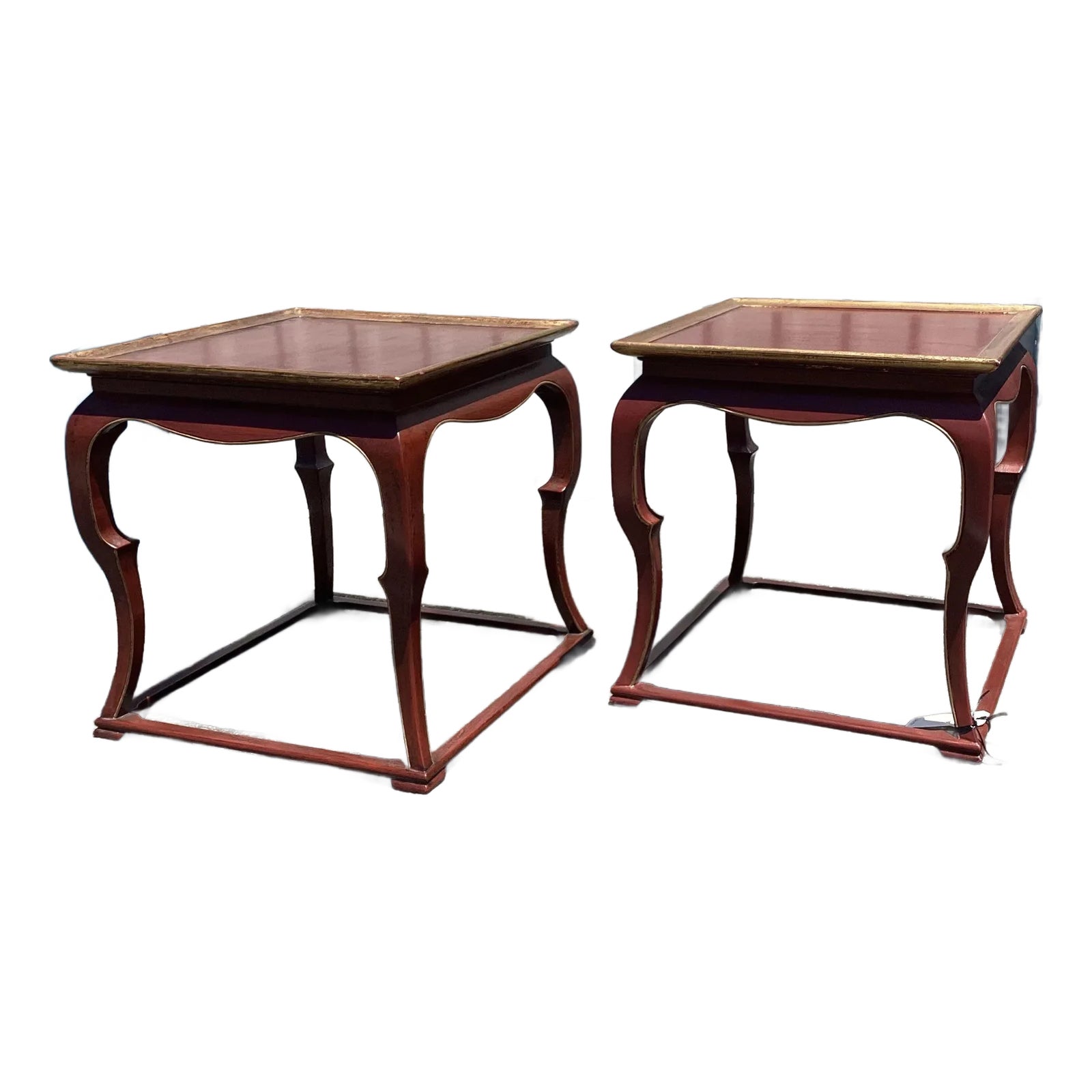 1980s Pair of Burton Ching Occasional/Side Tables in Red | Chairish