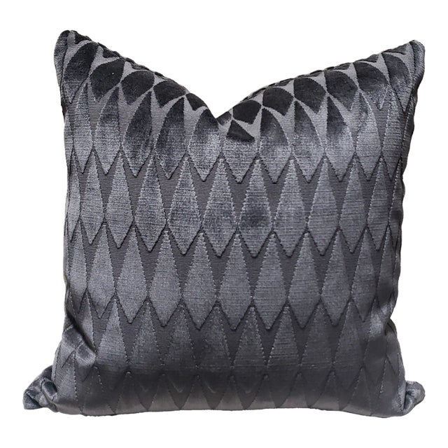 Romo Ziani Charcoal 7484/07 Fabric Pillow Cover For Sale