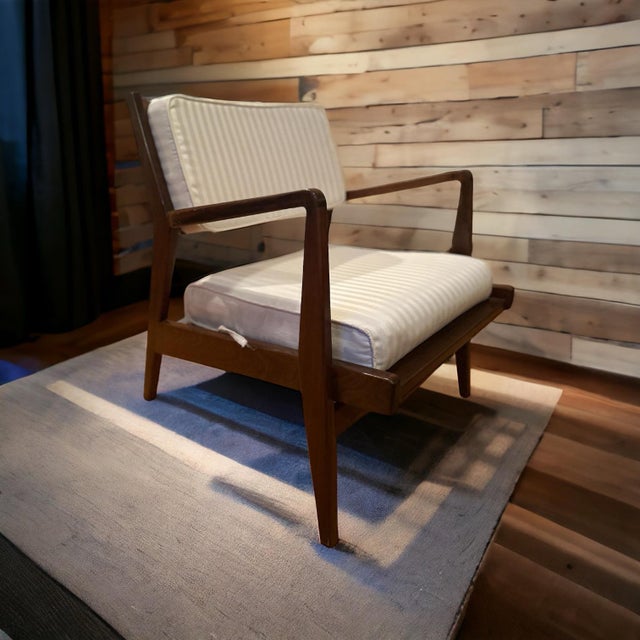 Ivory Jens Risom U430 1950’s Low Walnut Armchair For Sale - Image 8 of 10