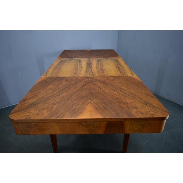 Extendable Dining Table in Walnut by Jindrich Halabala, Czechoslovakia, 1939 For Sale - Image 4 of 18