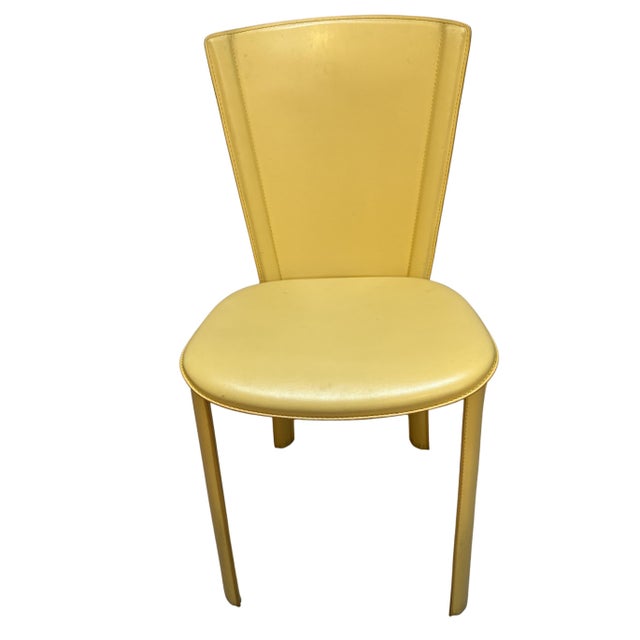 1990s 1990s Set of 6 Yellow Leather Dining Chairs by Arper For Sale - Image 5 of 9